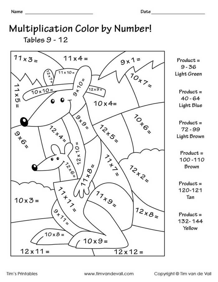 80 Printable Color By Multiplication Worksheets 31