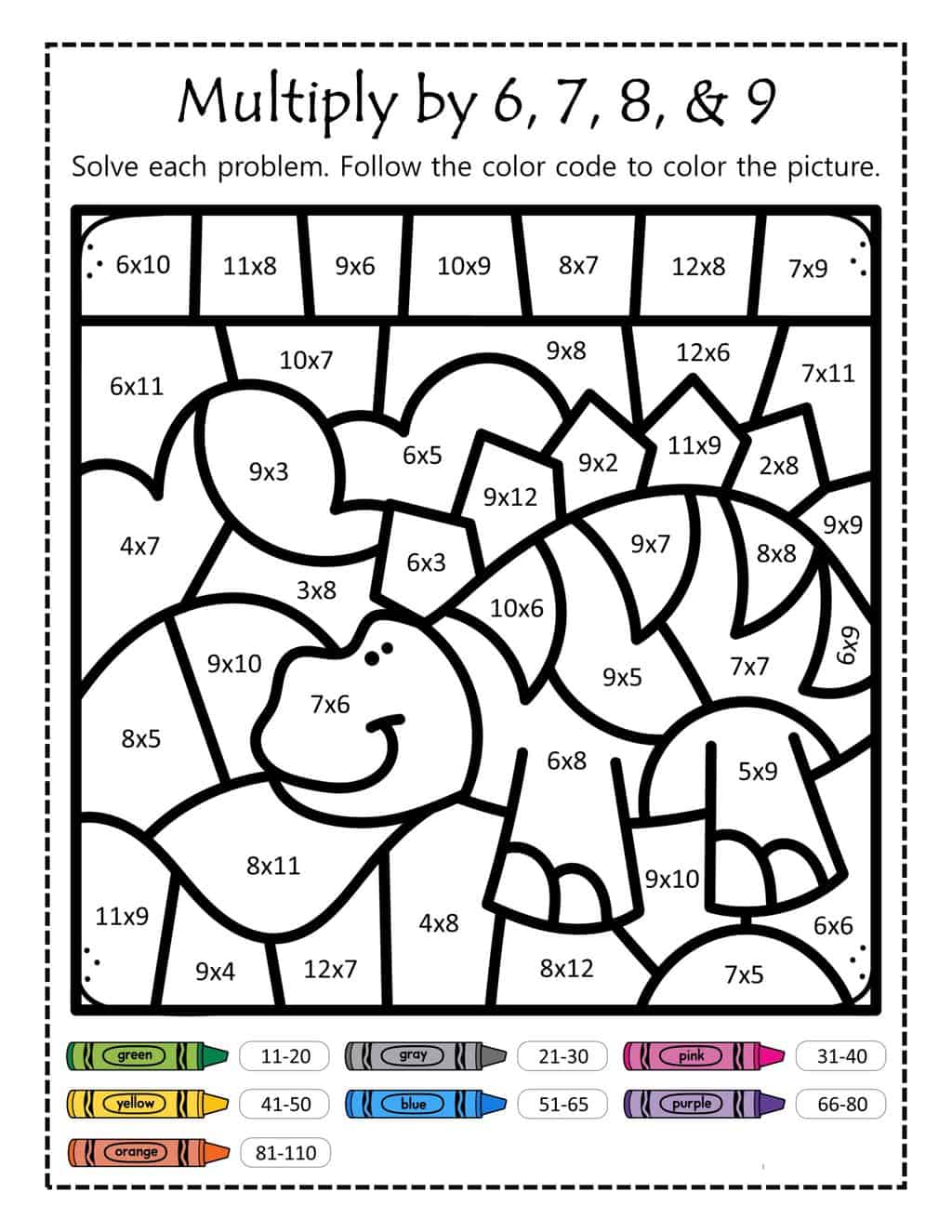 80 Printable Color By Multiplication Worksheets 33