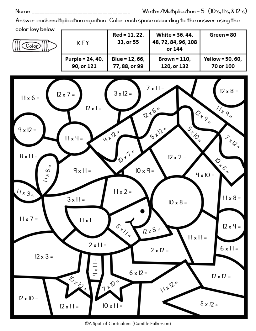 80 Printable Color By Multiplication Worksheets 35