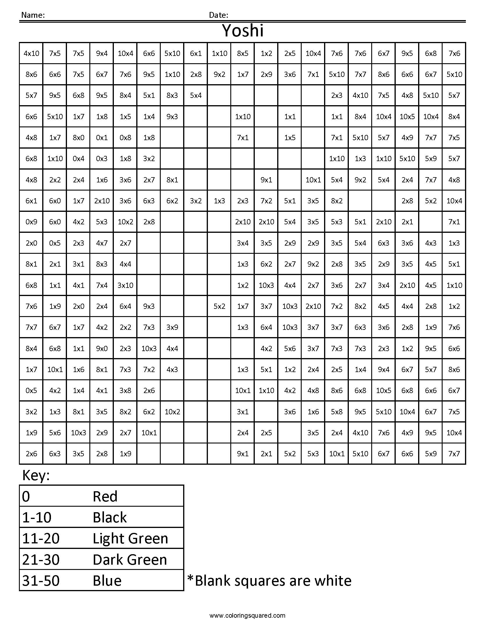 80 Printable Color By Multiplication Worksheets 46