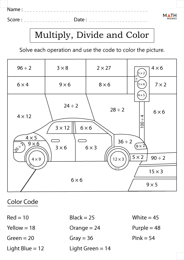 80 Printable Color By Multiplication Worksheets 47