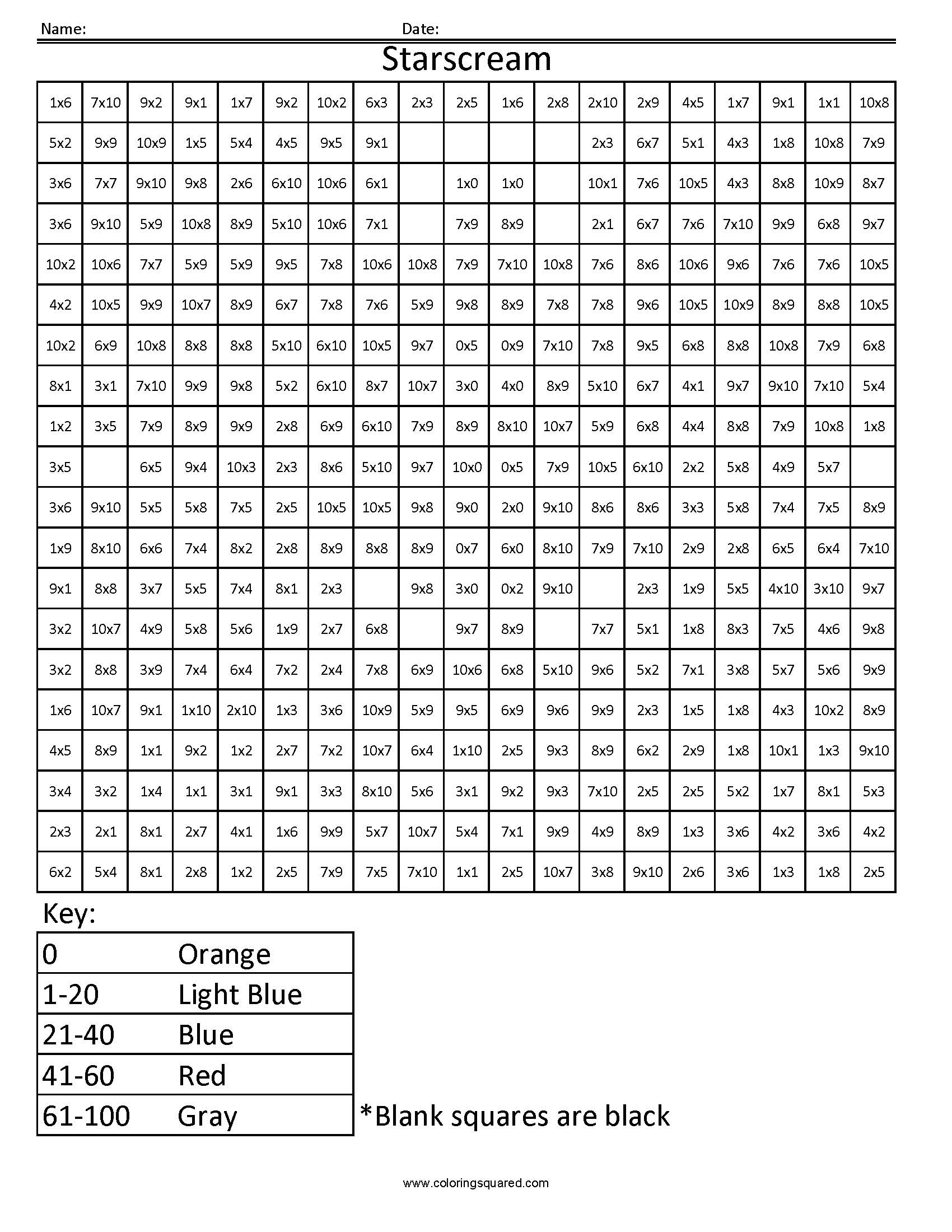 80 Printable Color By Multiplication Worksheets 49