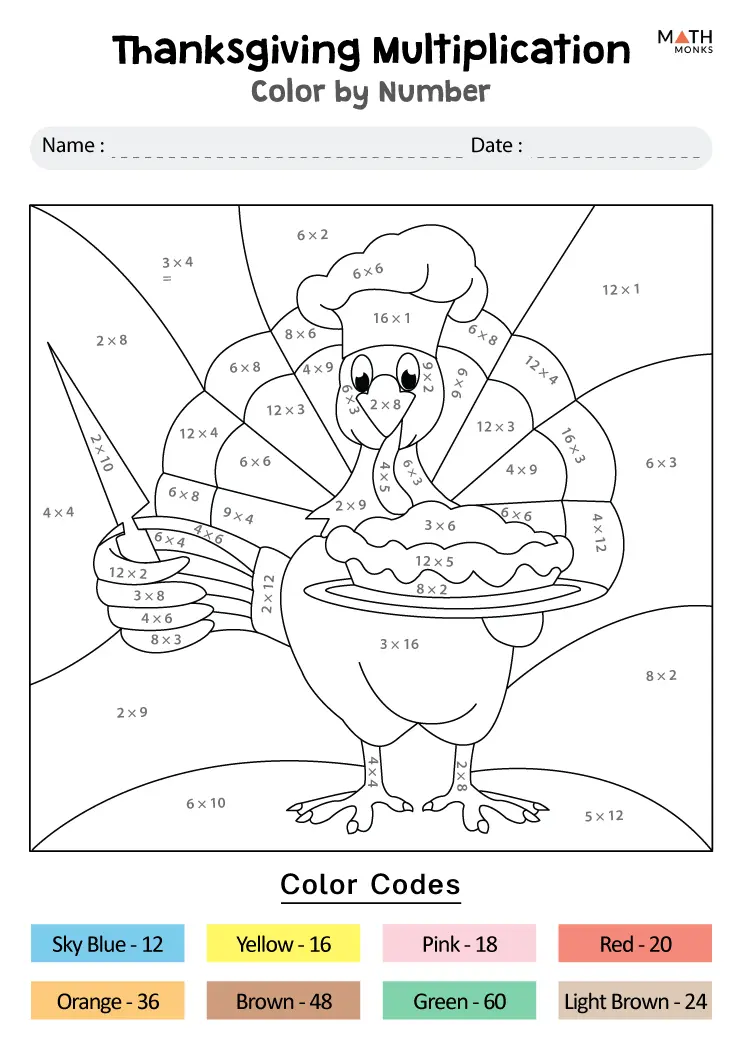 80 Printable Color By Multiplication Worksheets 57