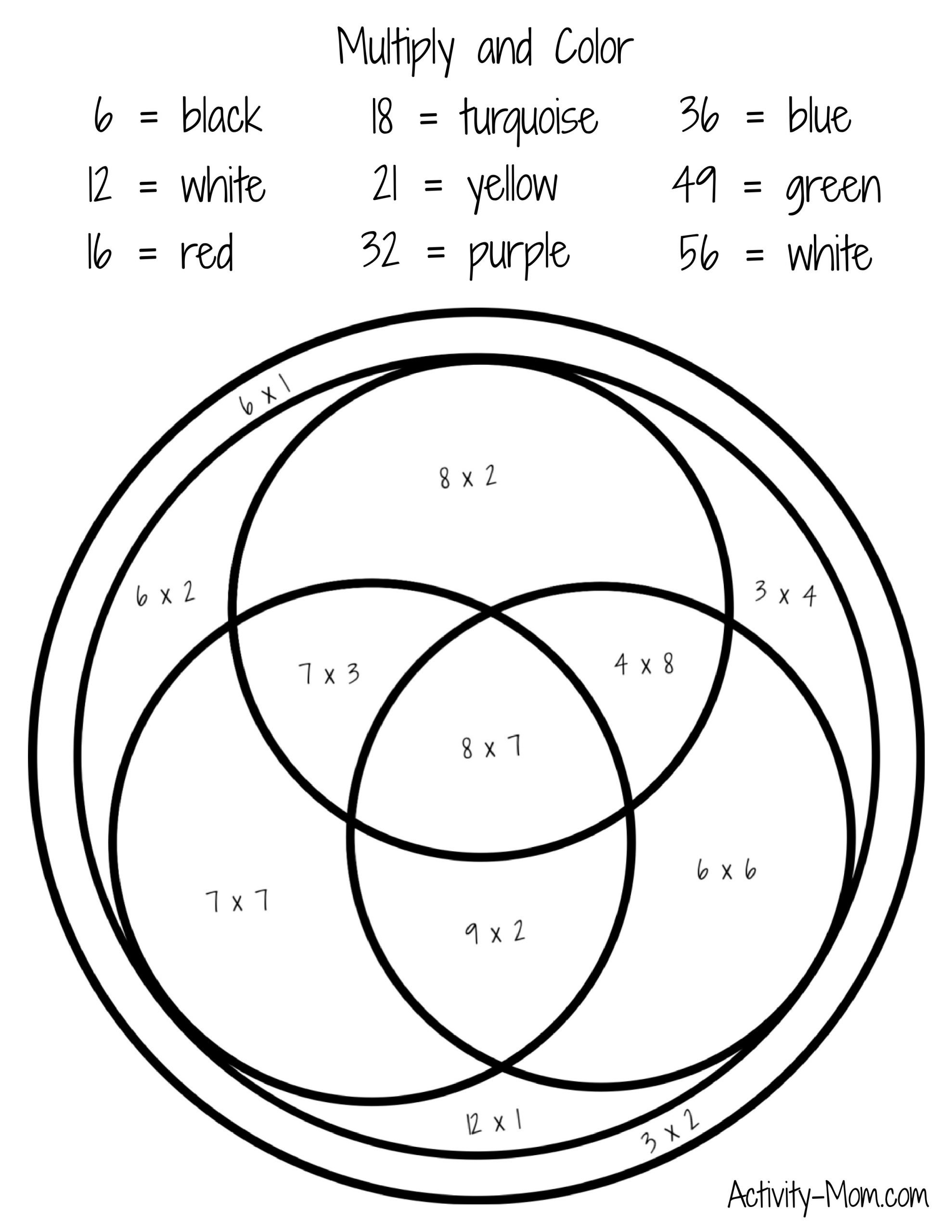 80 Printable Color By Multiplication Worksheets 63