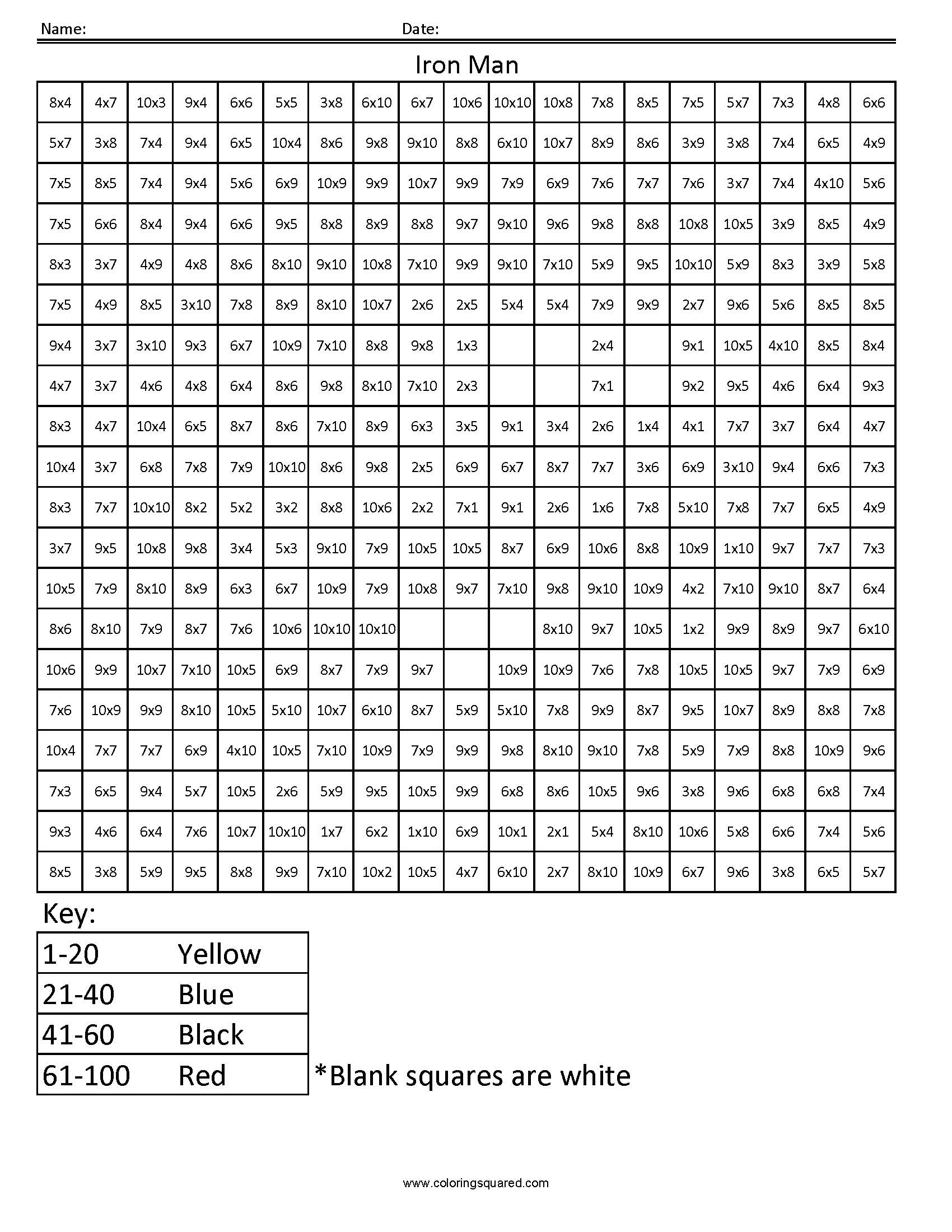 80 Printable Color By Multiplication Worksheets 65