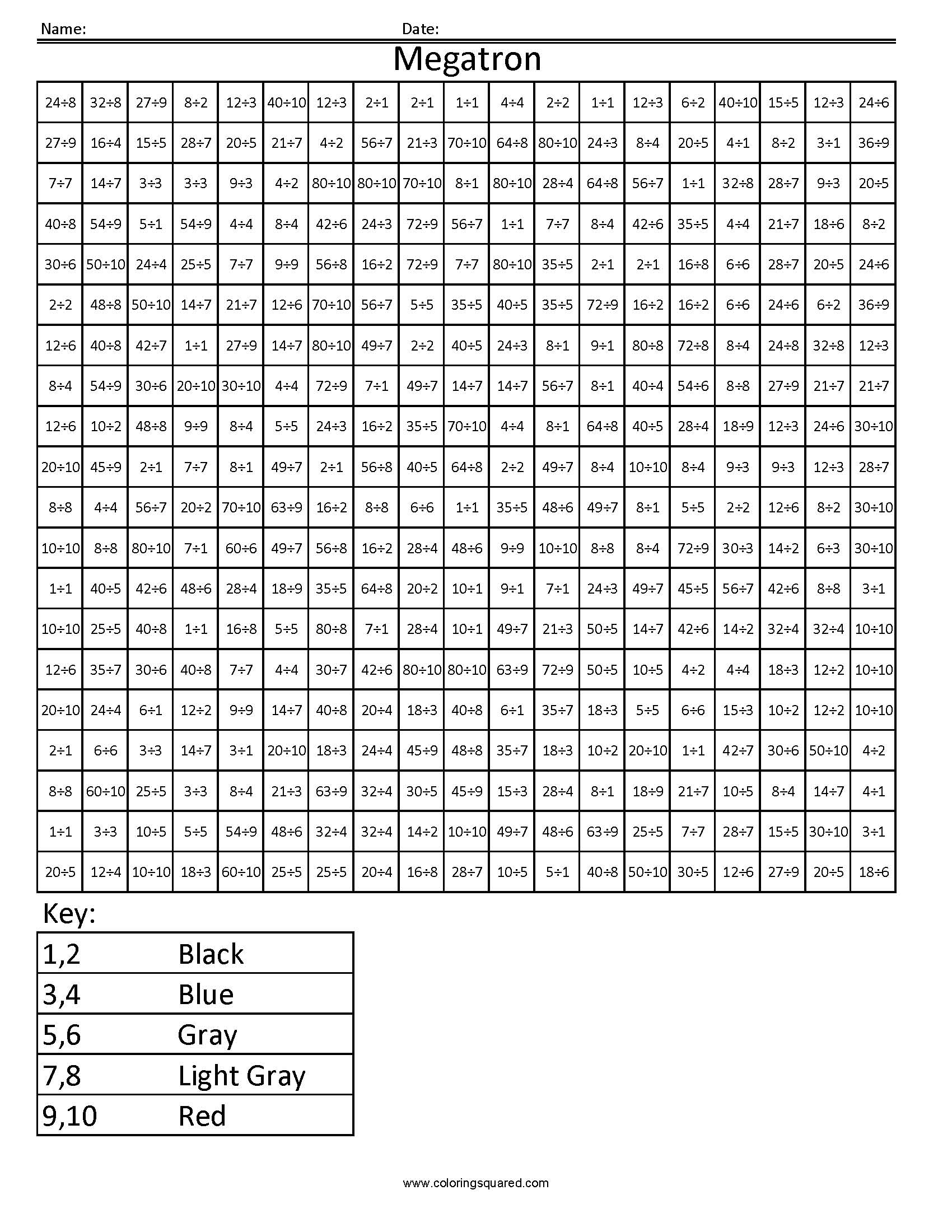 80 Printable Color By Multiplication Worksheets 68