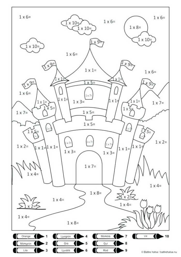 80 Printable Color By Multiplication Worksheets 7