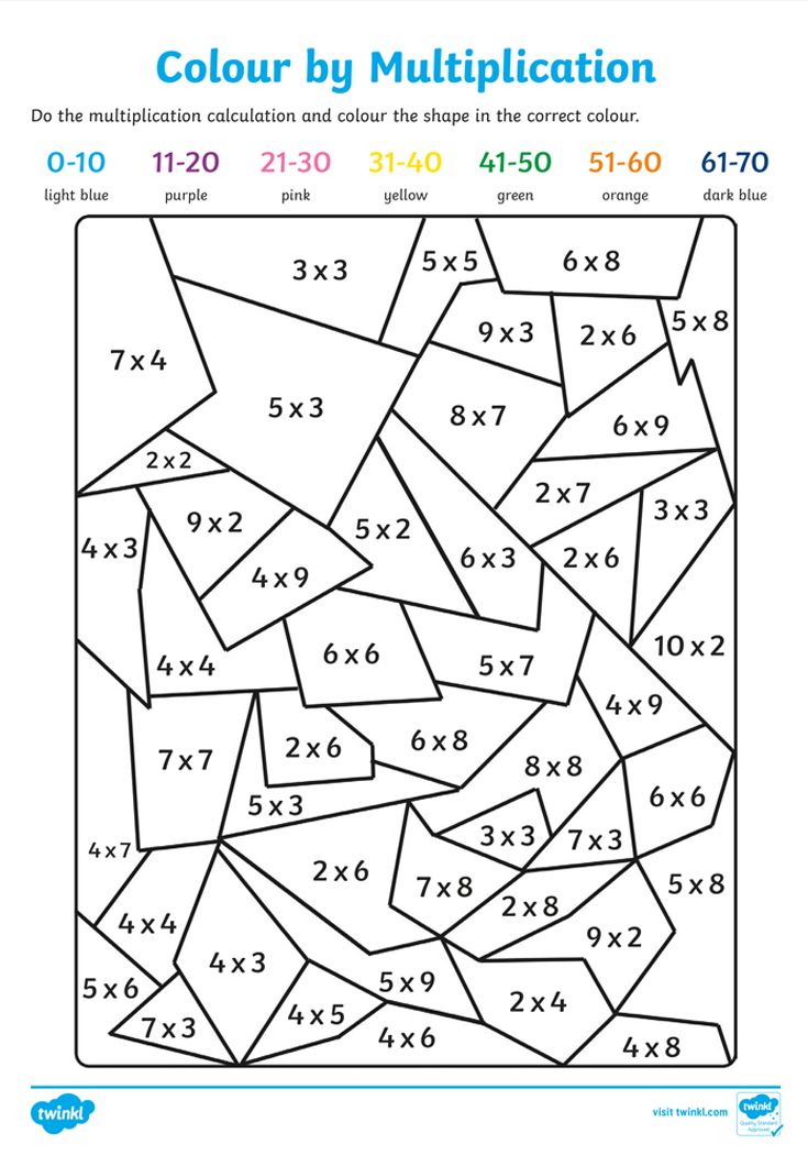 80 Printable Color By Multiplication Worksheets 72