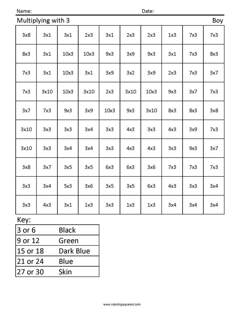 80 Printable Color By Multiplication Worksheets 84