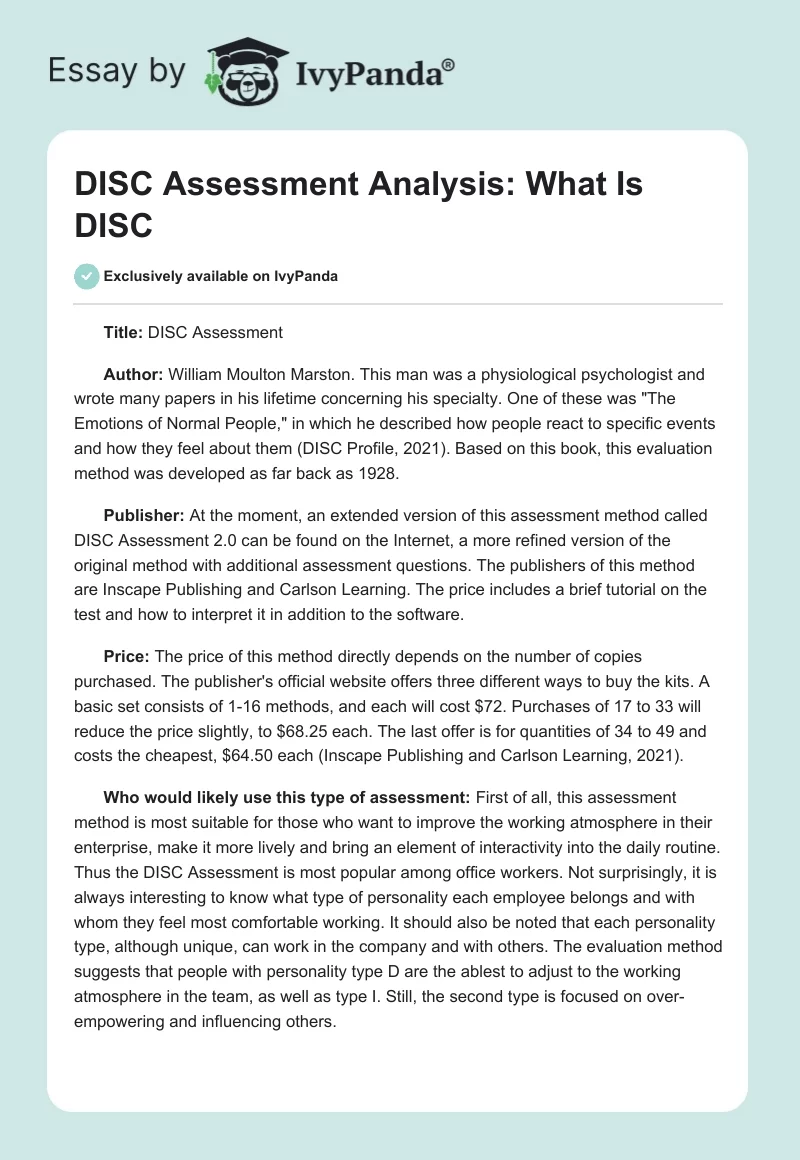 80 Printable Disc Assessment Worksheet Pdf 40