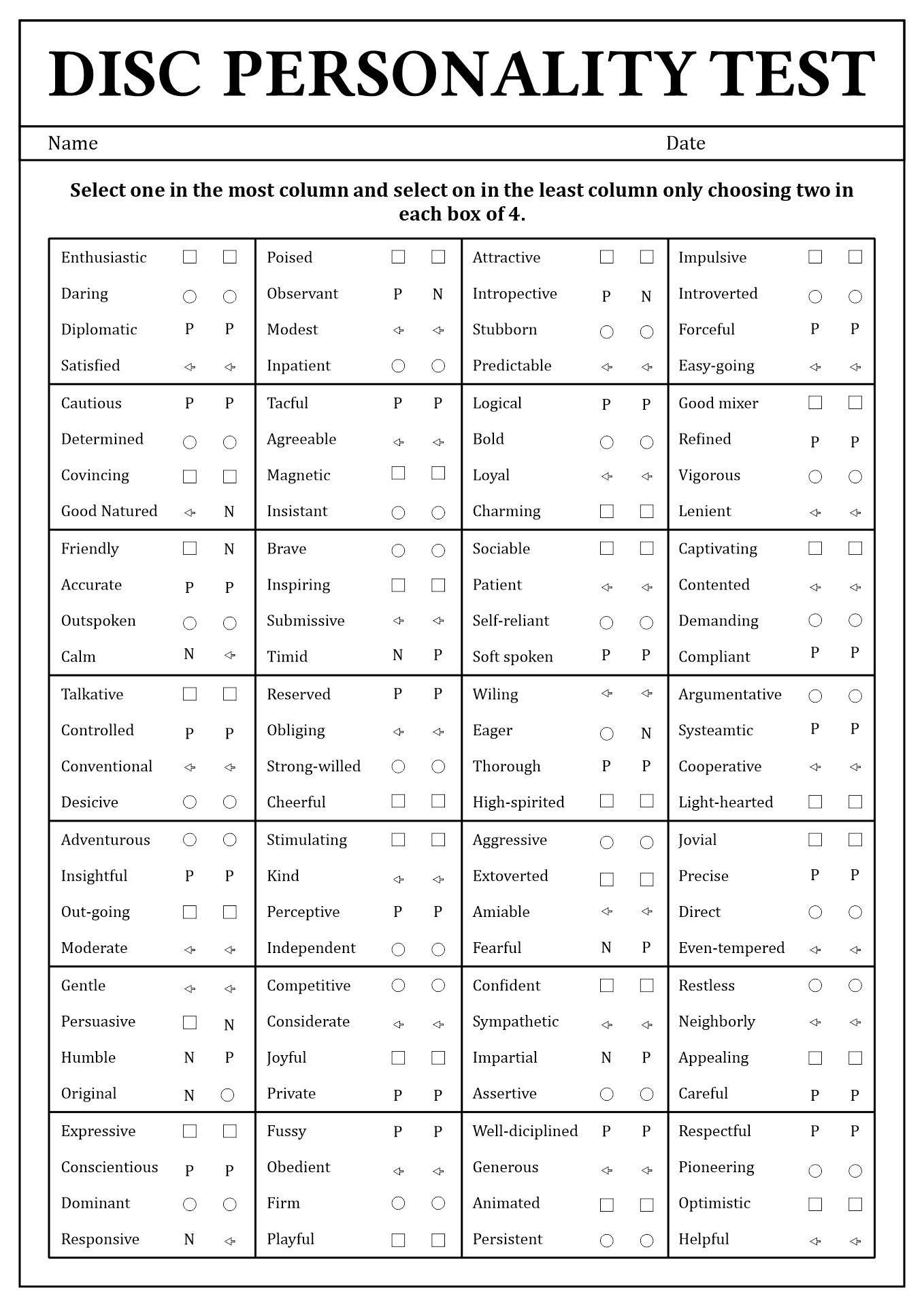 80 Printable Disc Assessment Worksheet Pdf 51