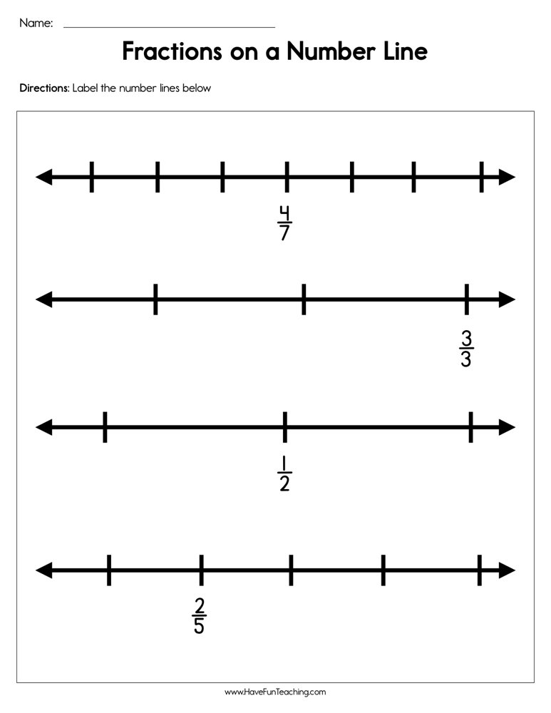 80 Printable Fraction Number Line Worksheet 1