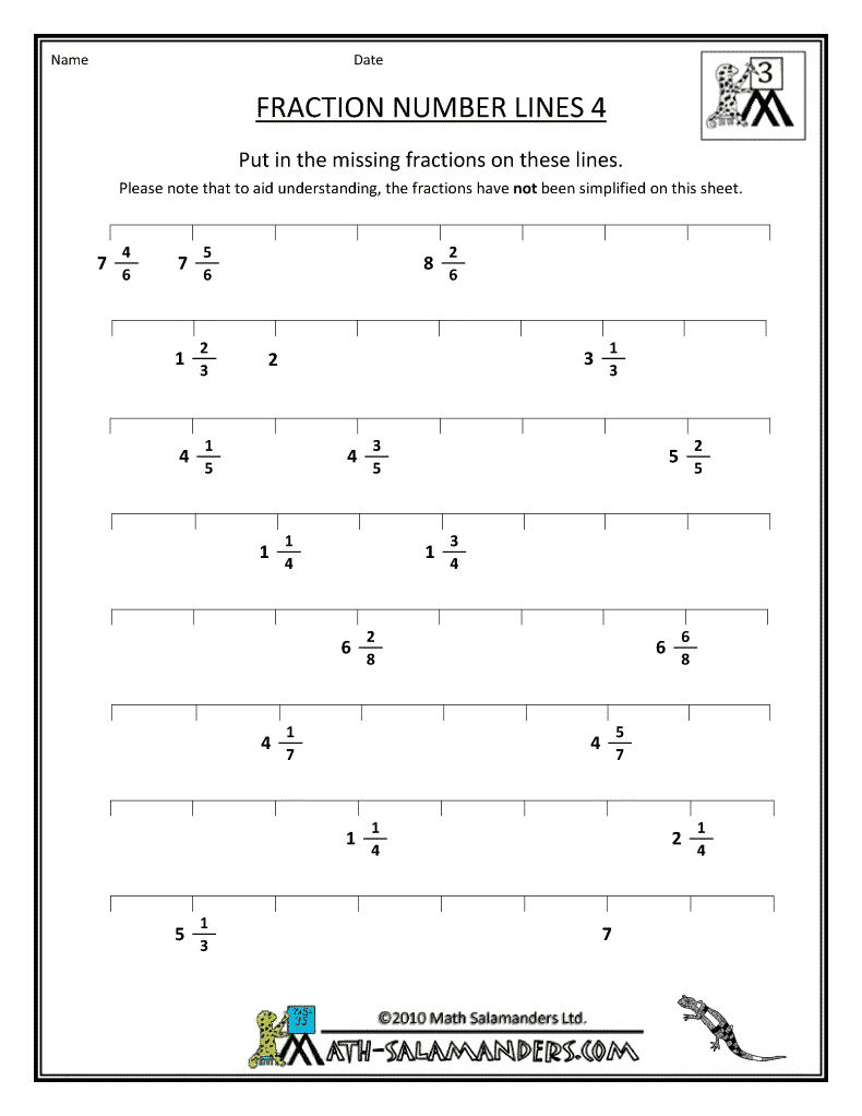 80 Printable Fraction Number Line Worksheet 10