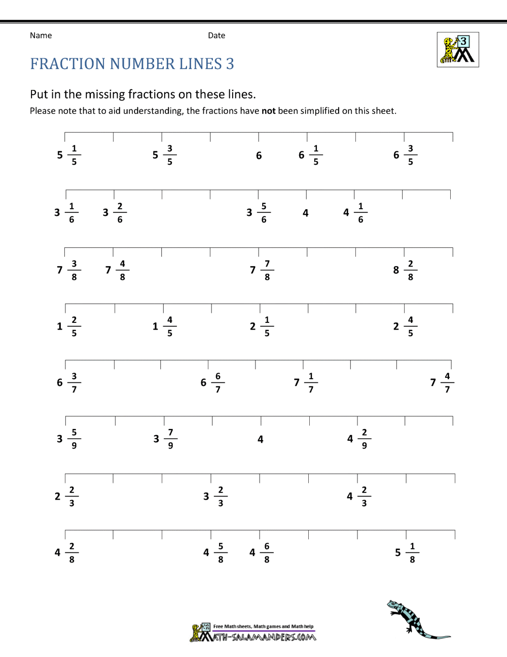 80 Printable Fraction Number Line Worksheet 28