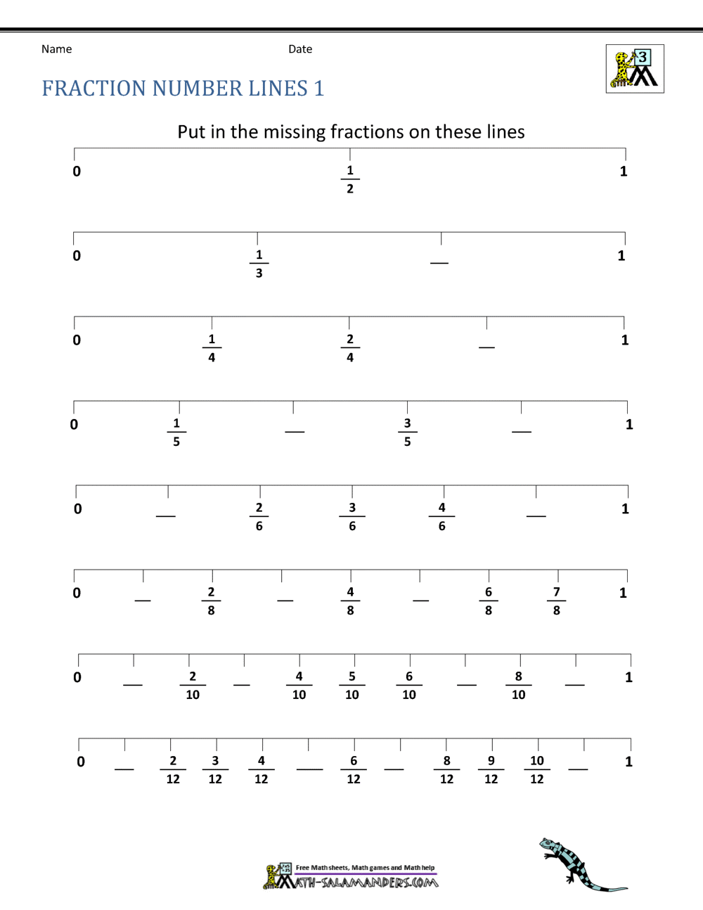 80 Printable Fraction Number Line Worksheet 41