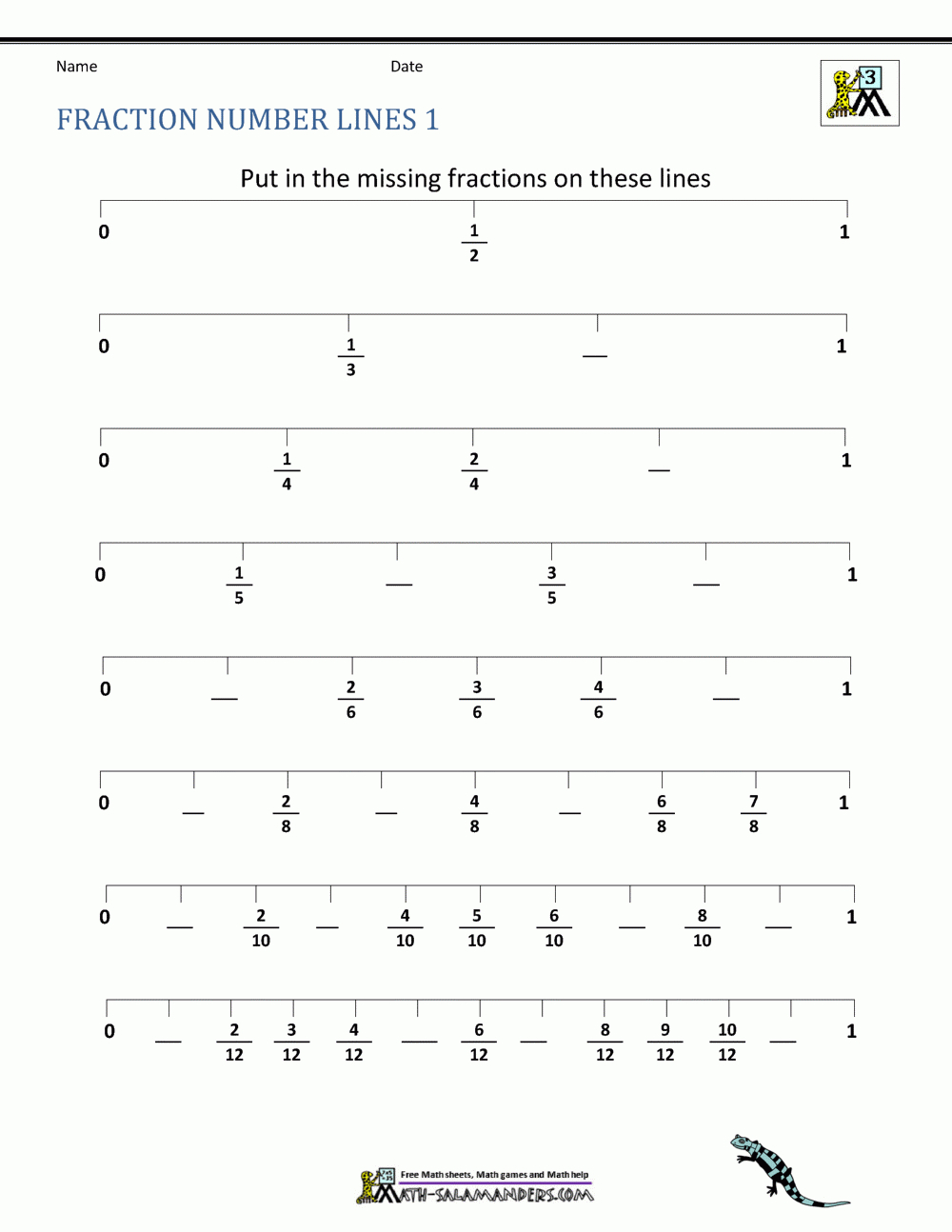 80 Printable Fraction Number Line Worksheet 49