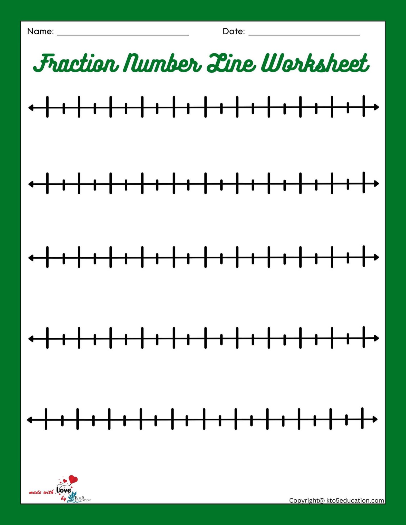 80 Printable Fraction Number Line Worksheet 5