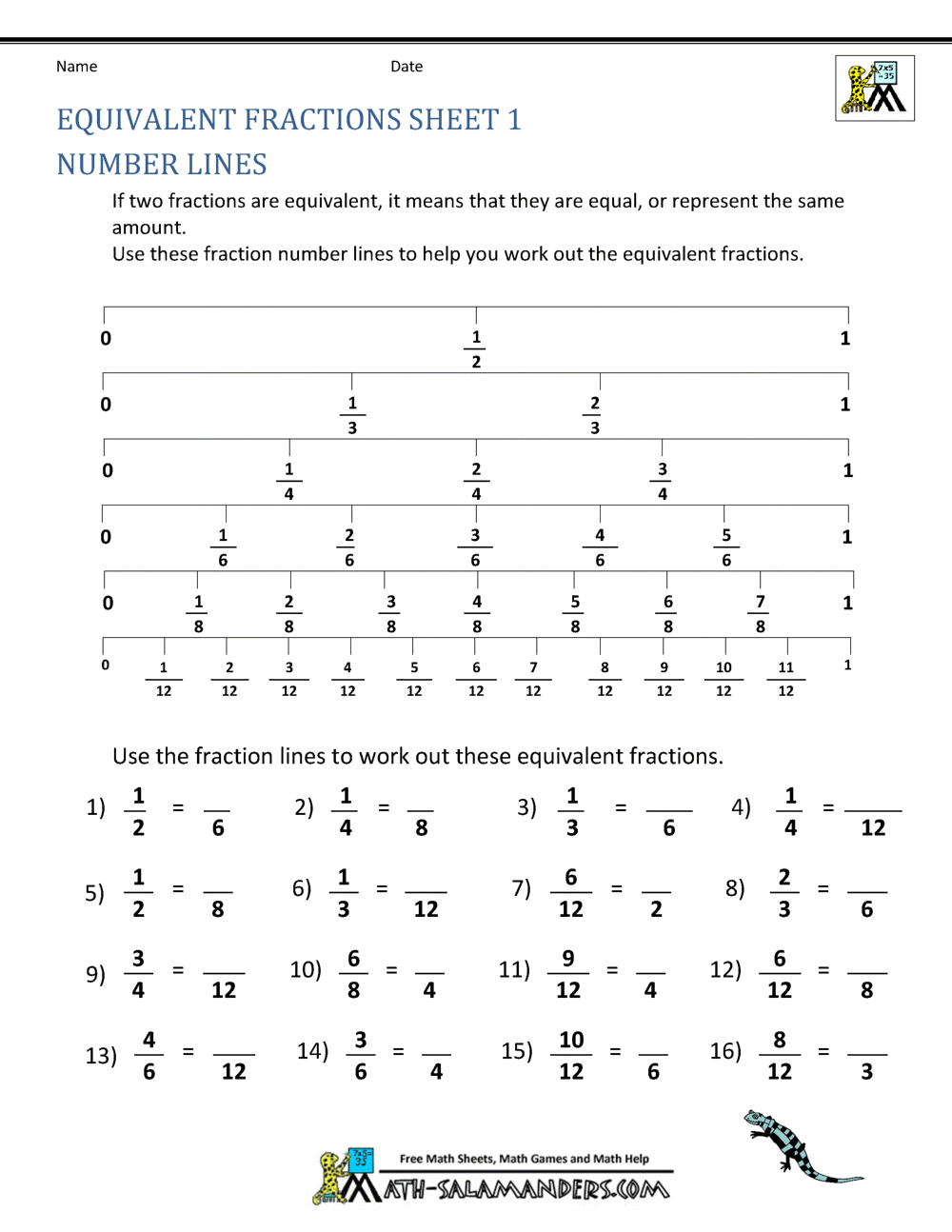 80 Printable Fraction Number Line Worksheet 50