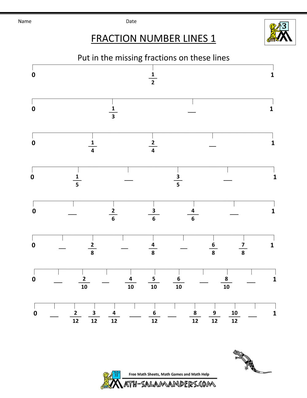 80 Printable Fraction Number Line Worksheet 53