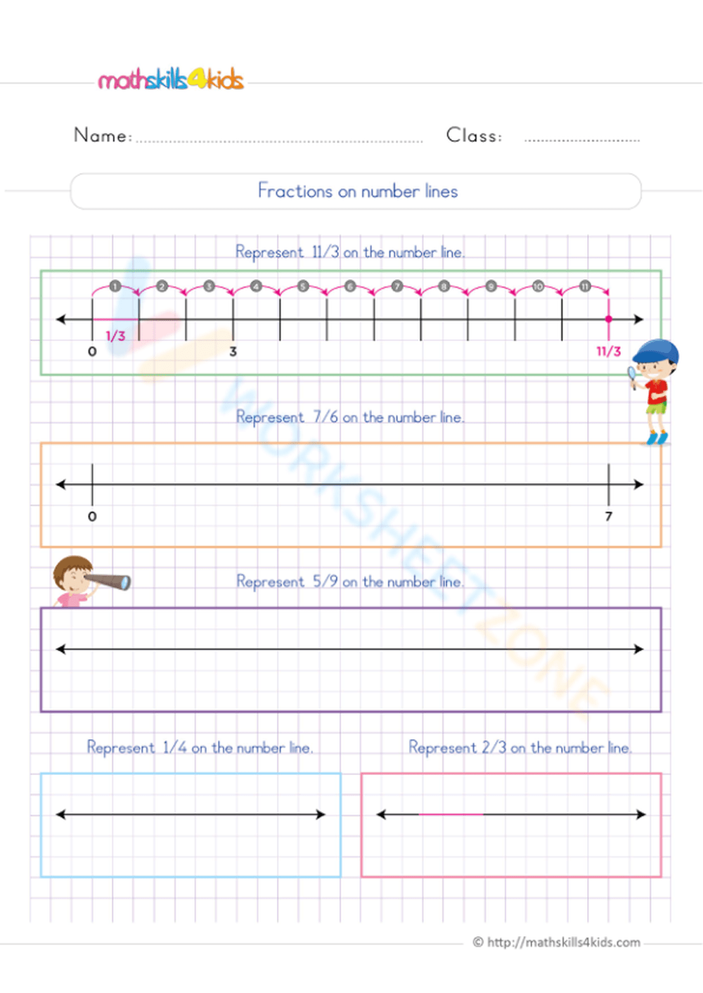 80 Printable Fraction Number Line Worksheet 66