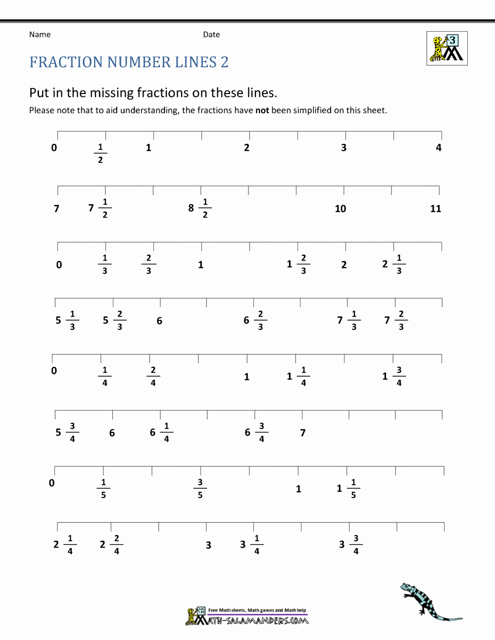 80 Printable Fraction Number Line Worksheet 78