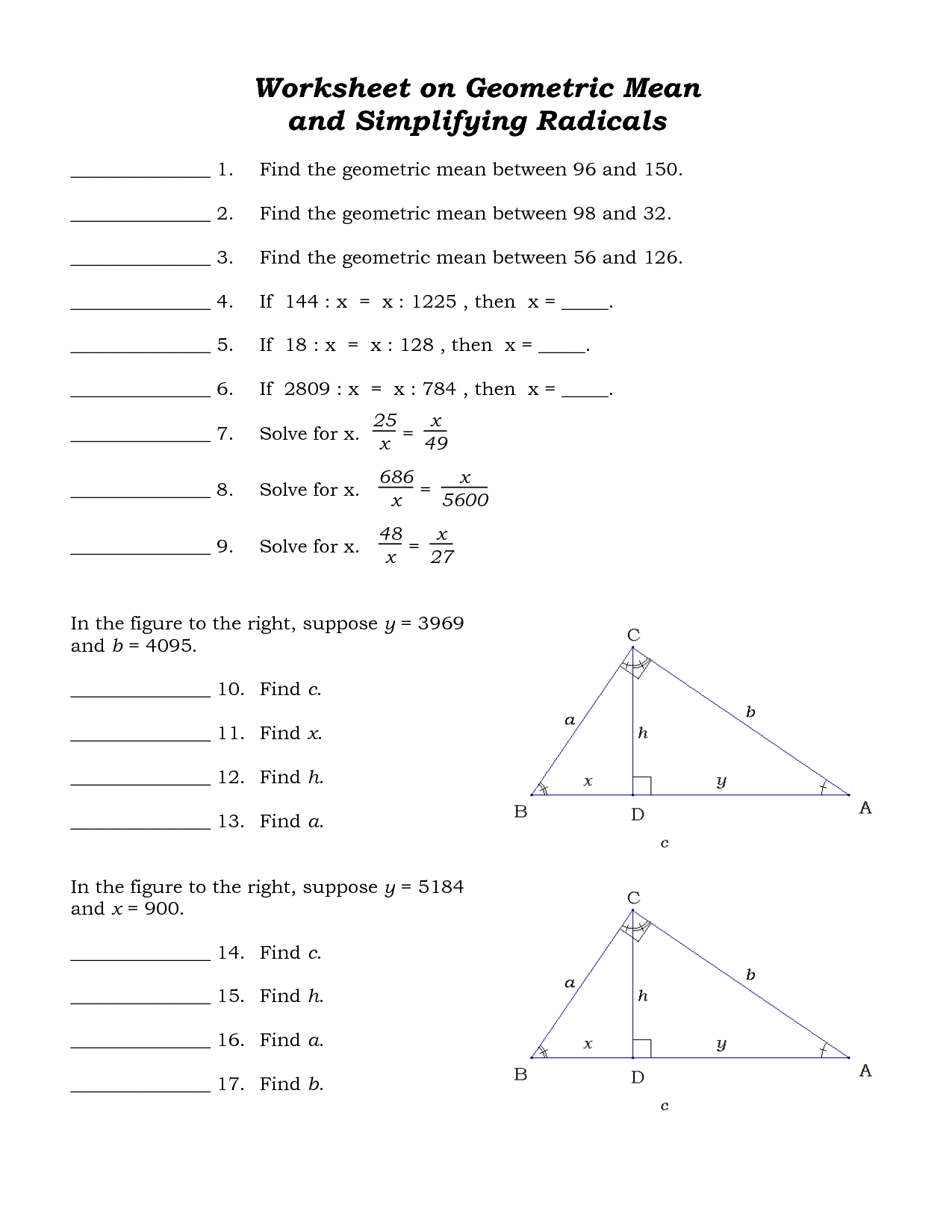 80 Printable Similar Right Triangles Worksheet 25