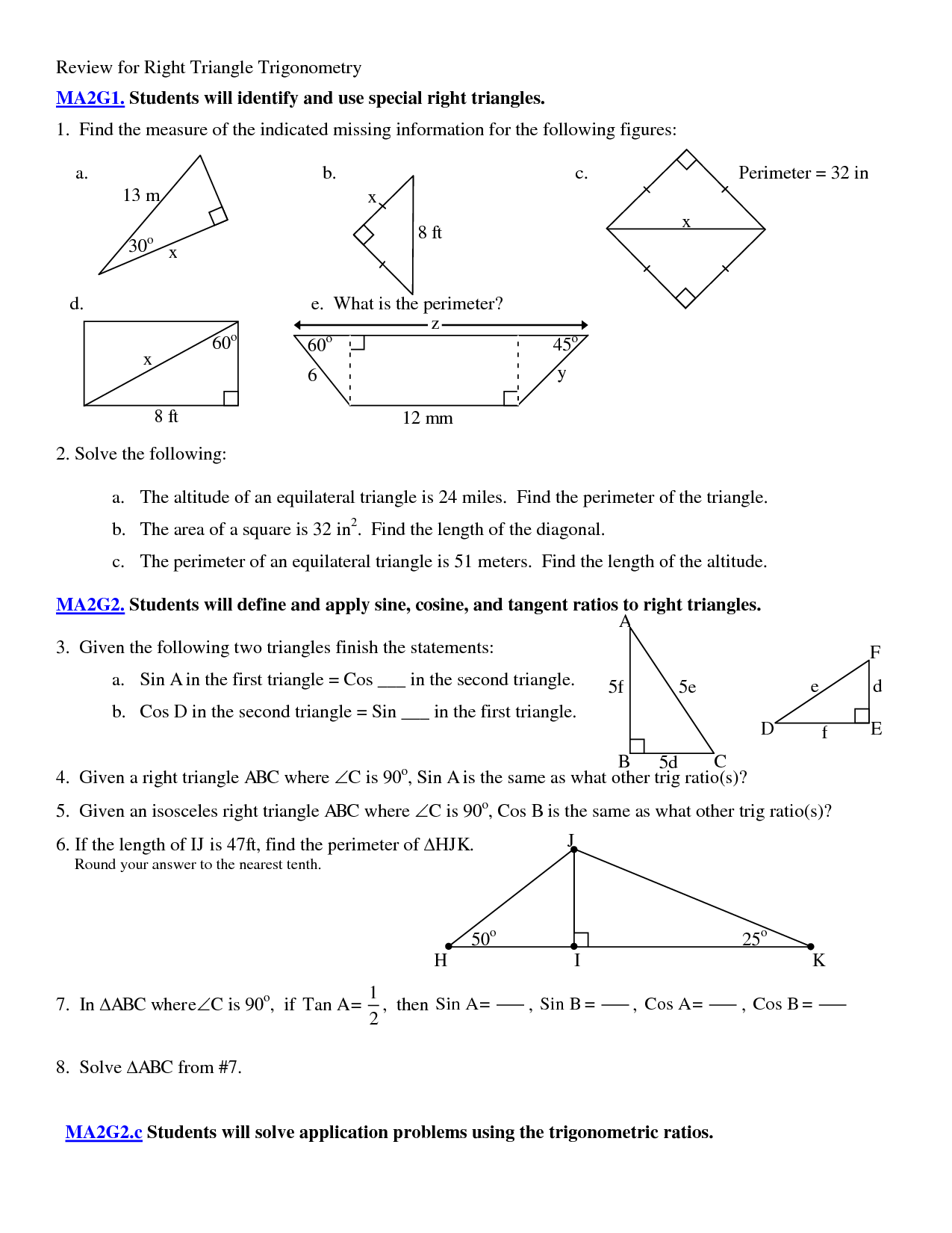 80 Printable Similar Right Triangles Worksheet 36