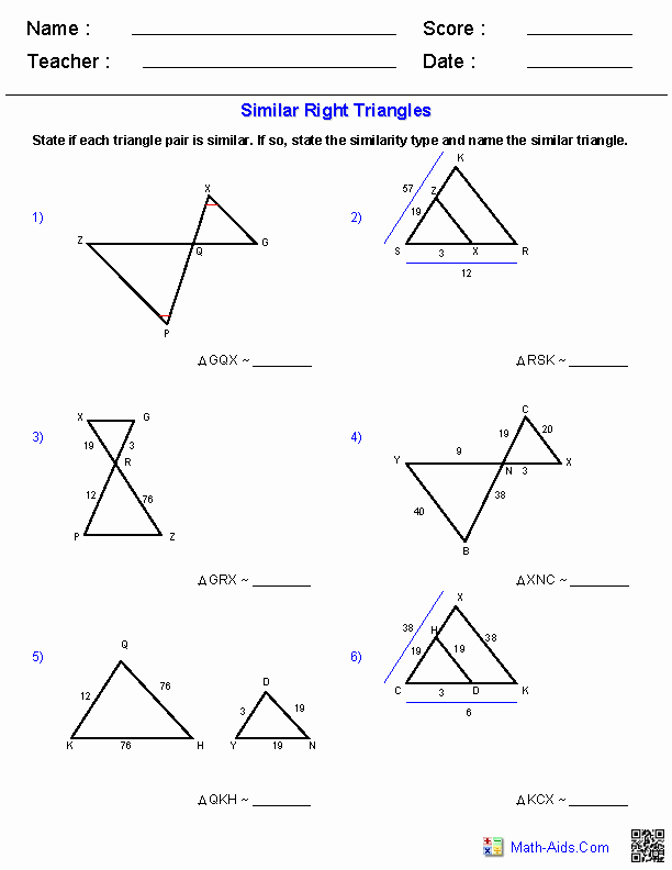 80 Printable Similar Right Triangles Worksheet 47