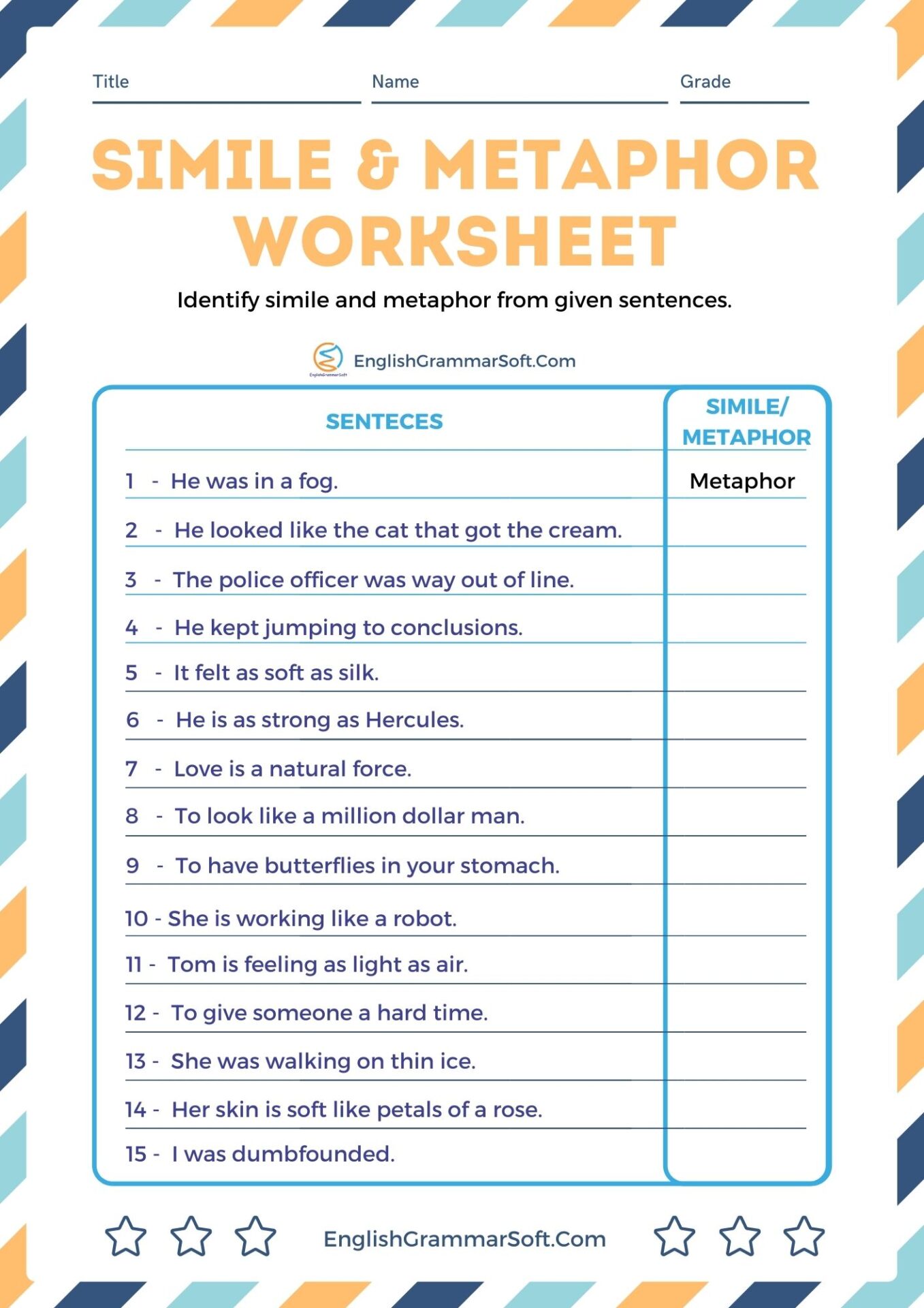 80 Printable Simile And Metaphor Worksheets 1