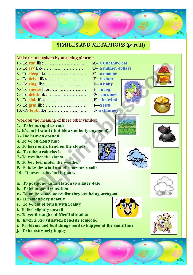 80 Printable Simile And Metaphor Worksheets 20