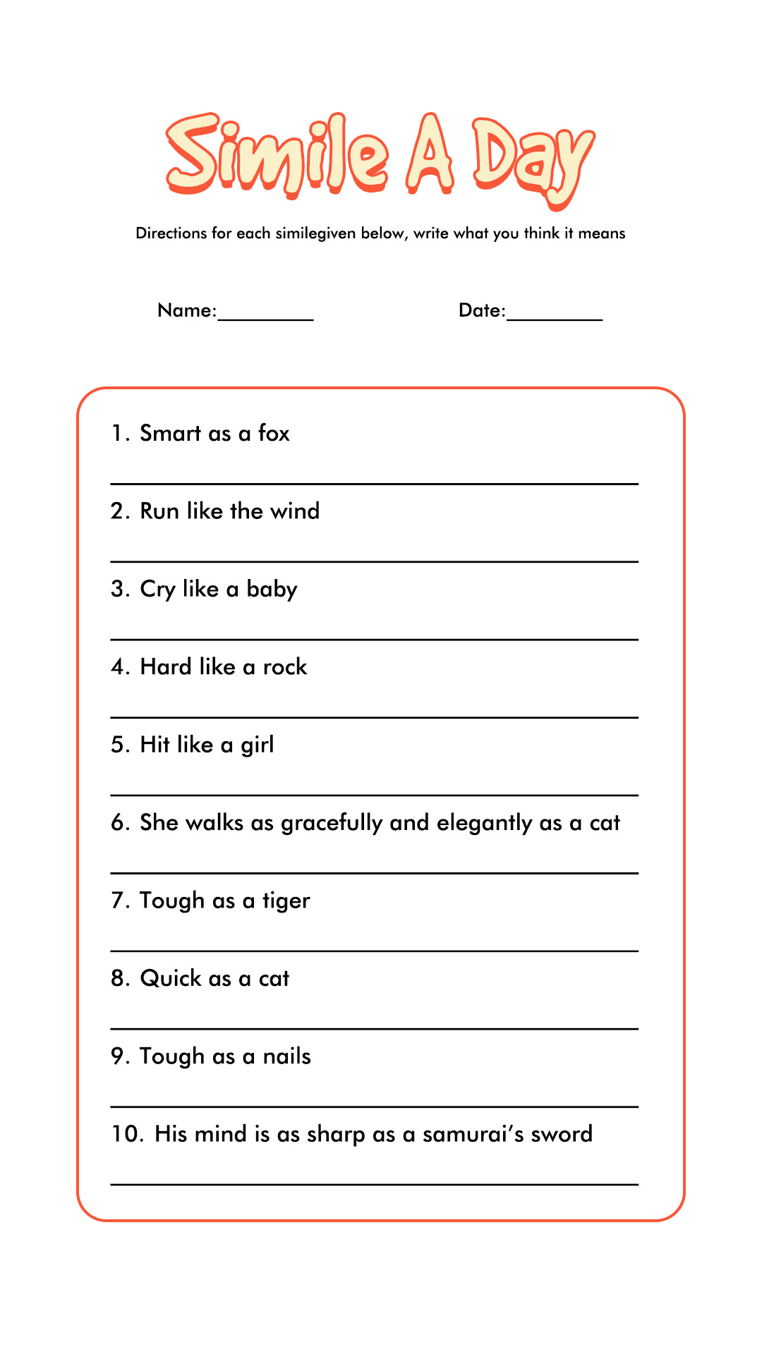 80 Printable Simile And Metaphor Worksheets 21