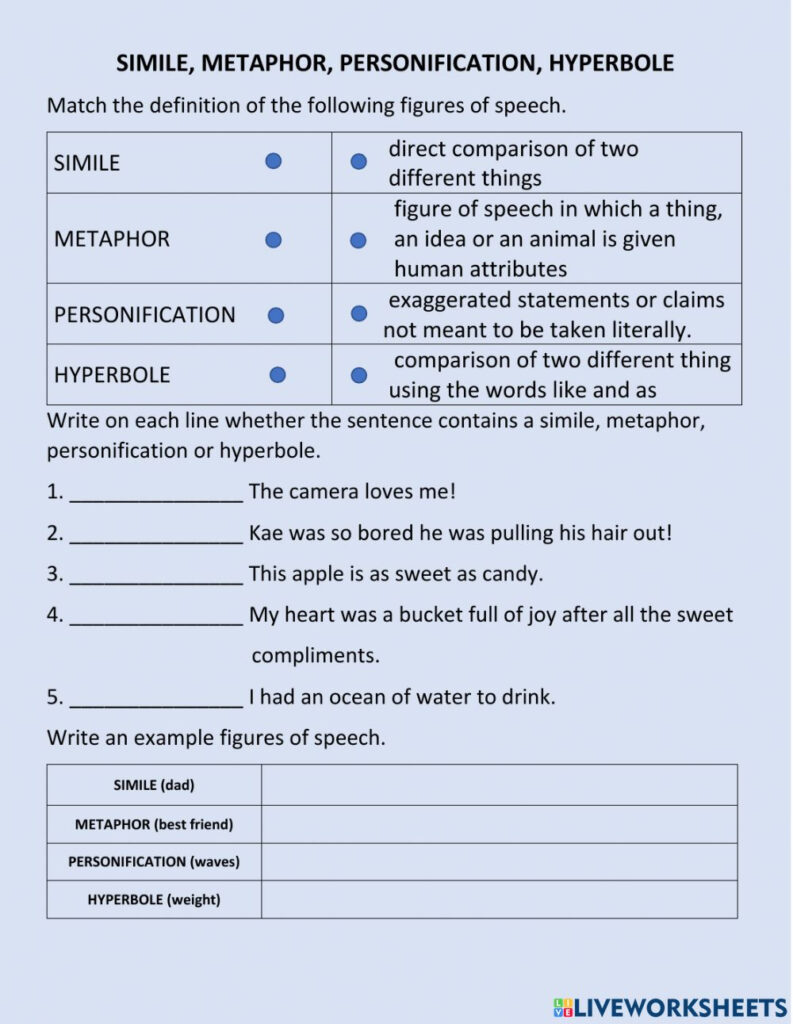 80 Printable Simile And Metaphor Worksheets 3