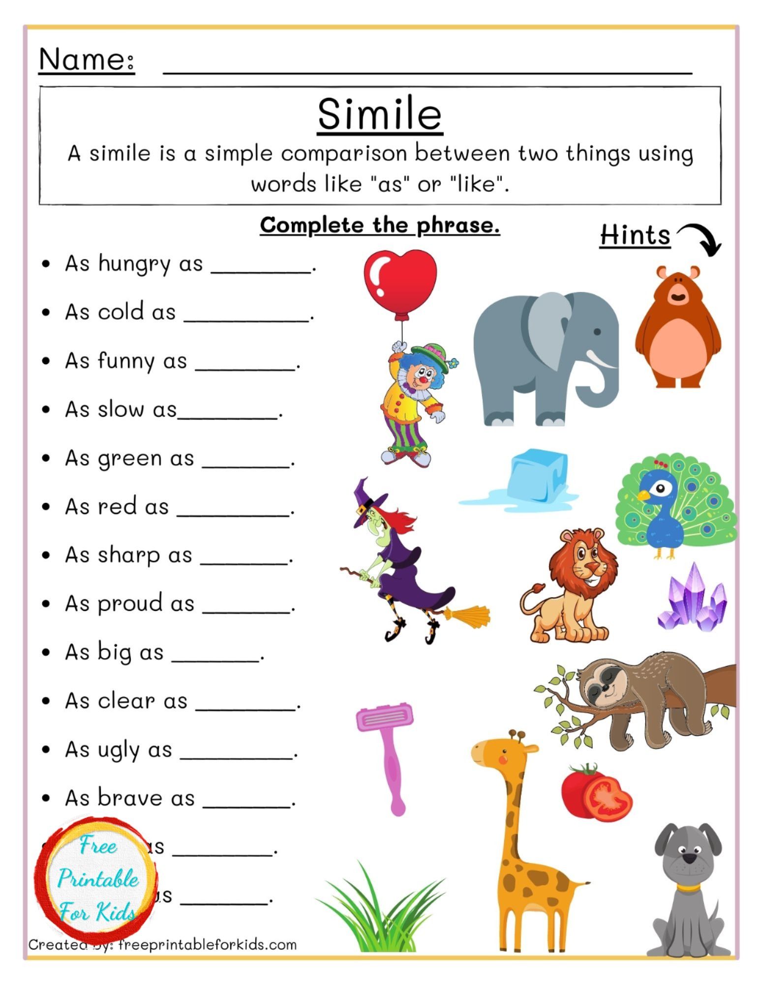 80 Printable Simile And Metaphor Worksheets 36