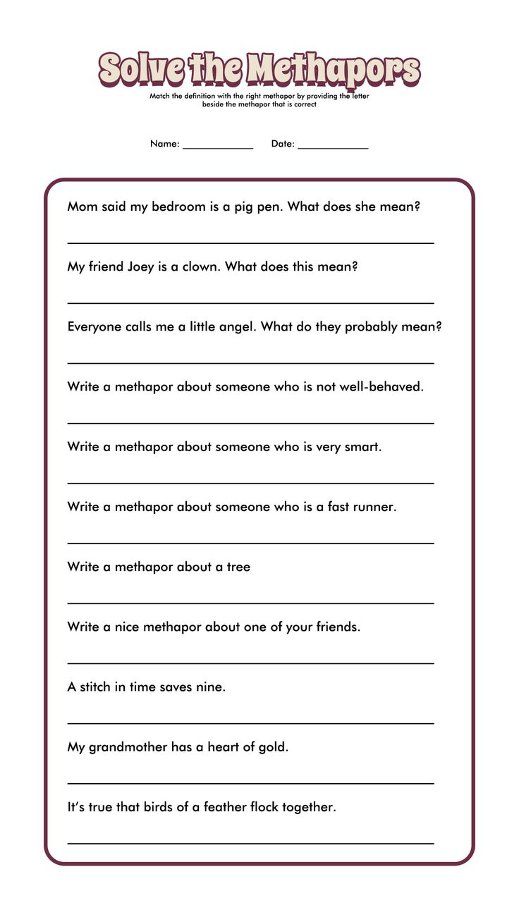 80 Printable Simile And Metaphor Worksheets 40