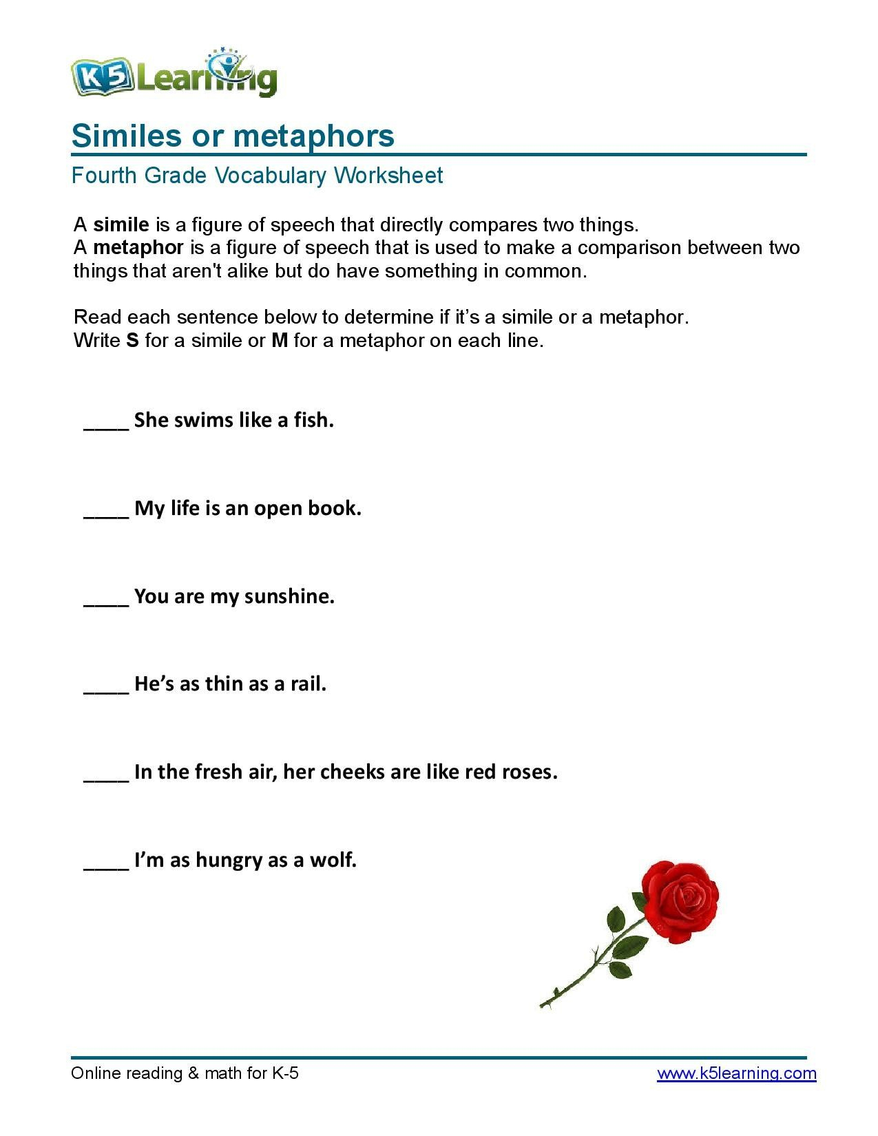 80 Printable Simile And Metaphor Worksheets 5