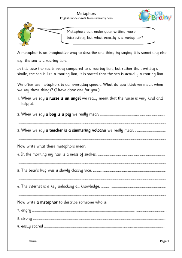 80 Printable Simile And Metaphor Worksheets 54