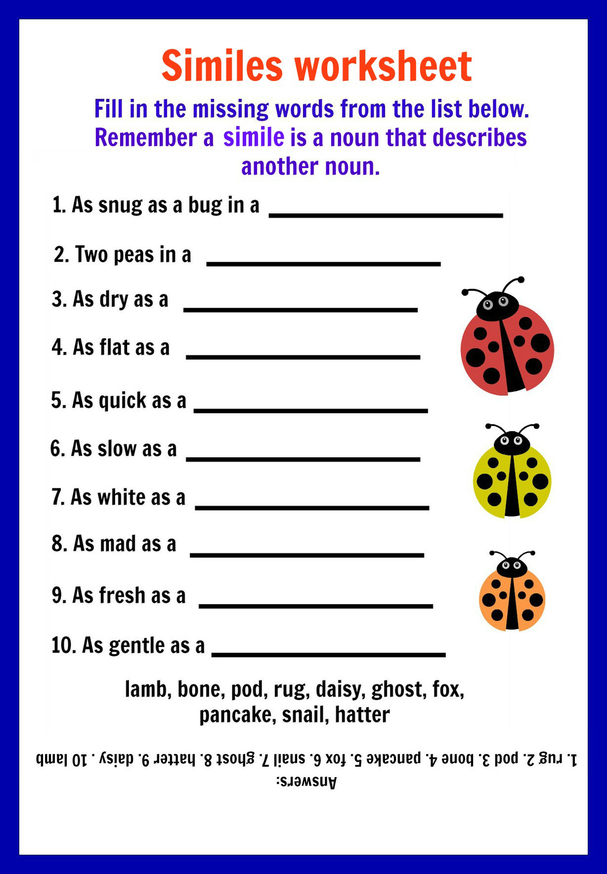 80 Printable Simile And Metaphor Worksheets 59