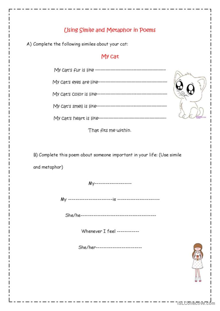 80 Printable Simile And Metaphor Worksheets 82