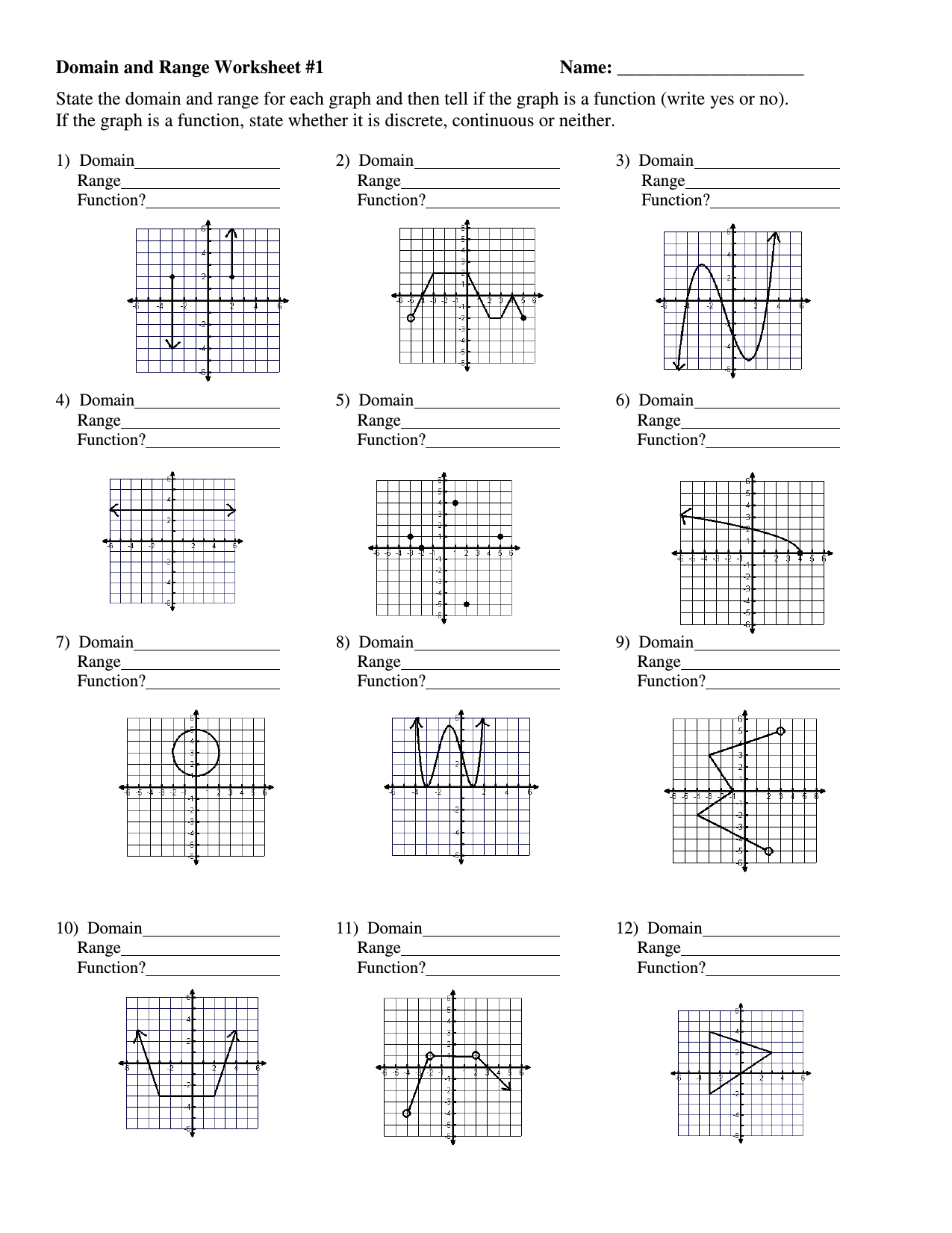 80 Printable Worksheet Domain And Range 14