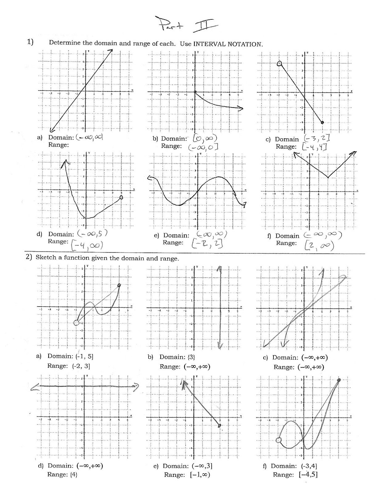 80 Printable Worksheet Domain And Range 26