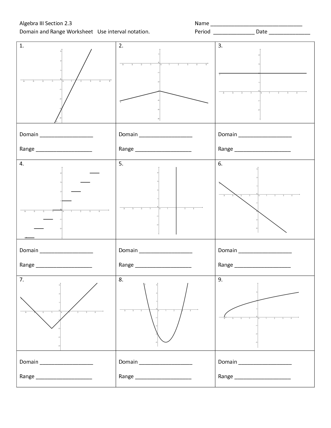 80 Printable Worksheet Domain And Range 32