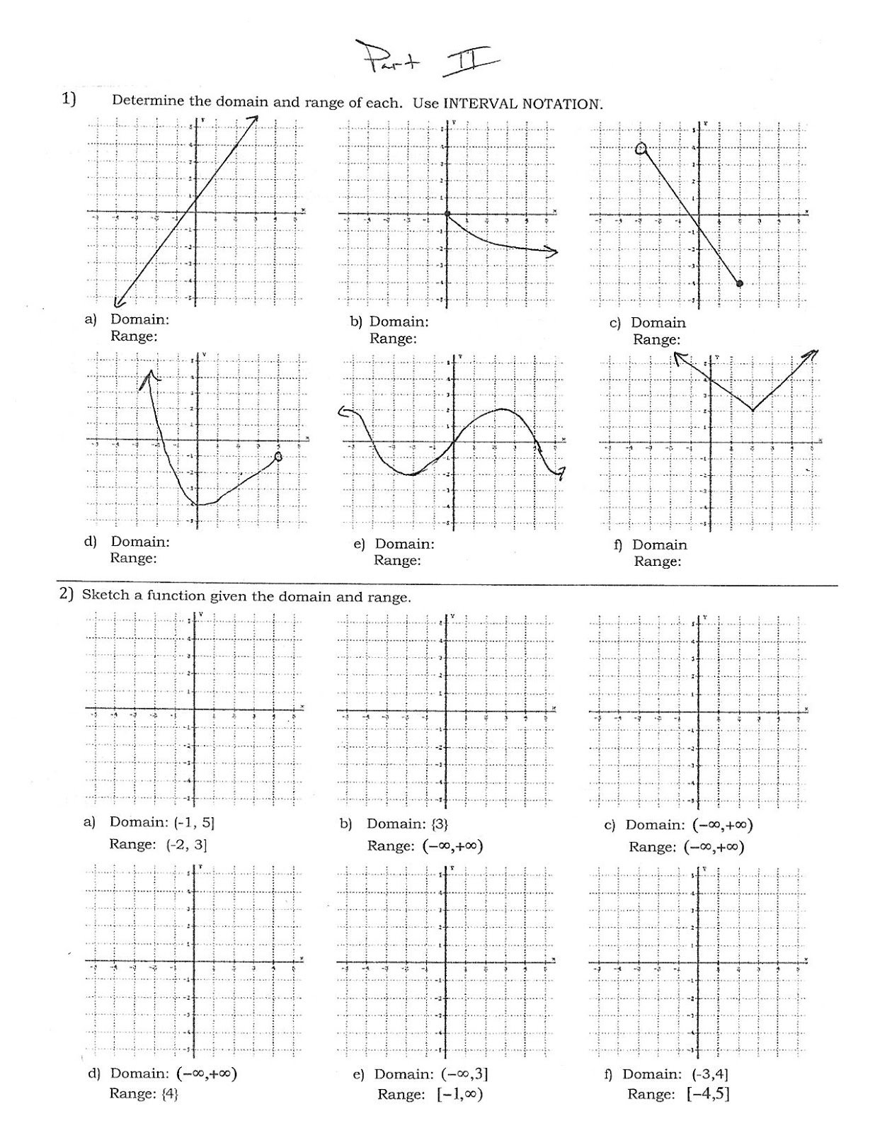 80 Printable Worksheet Domain And Range 38