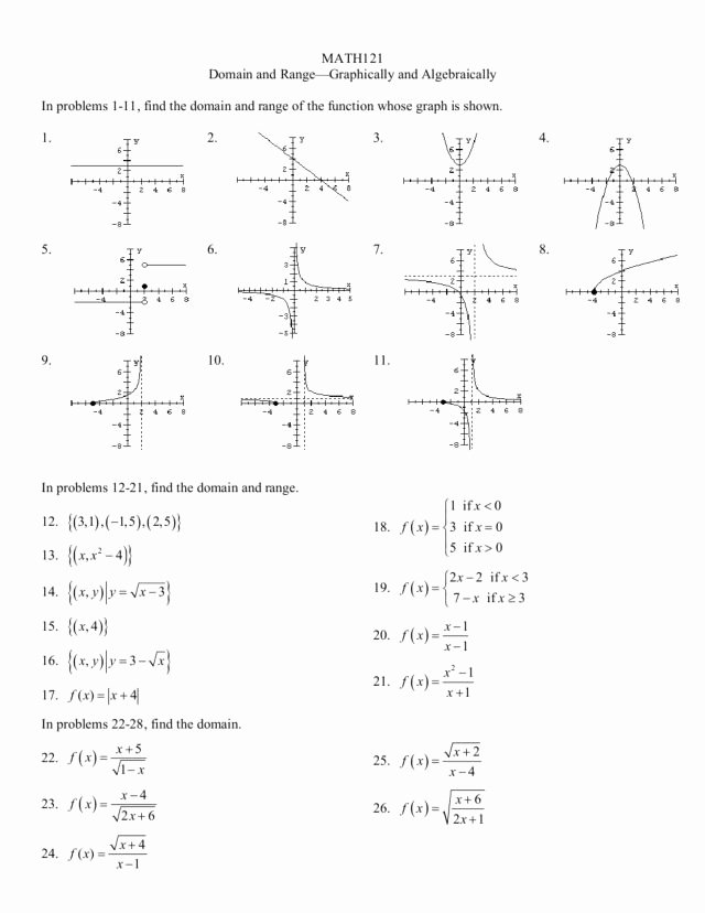 80 Printable Worksheet Domain And Range 41