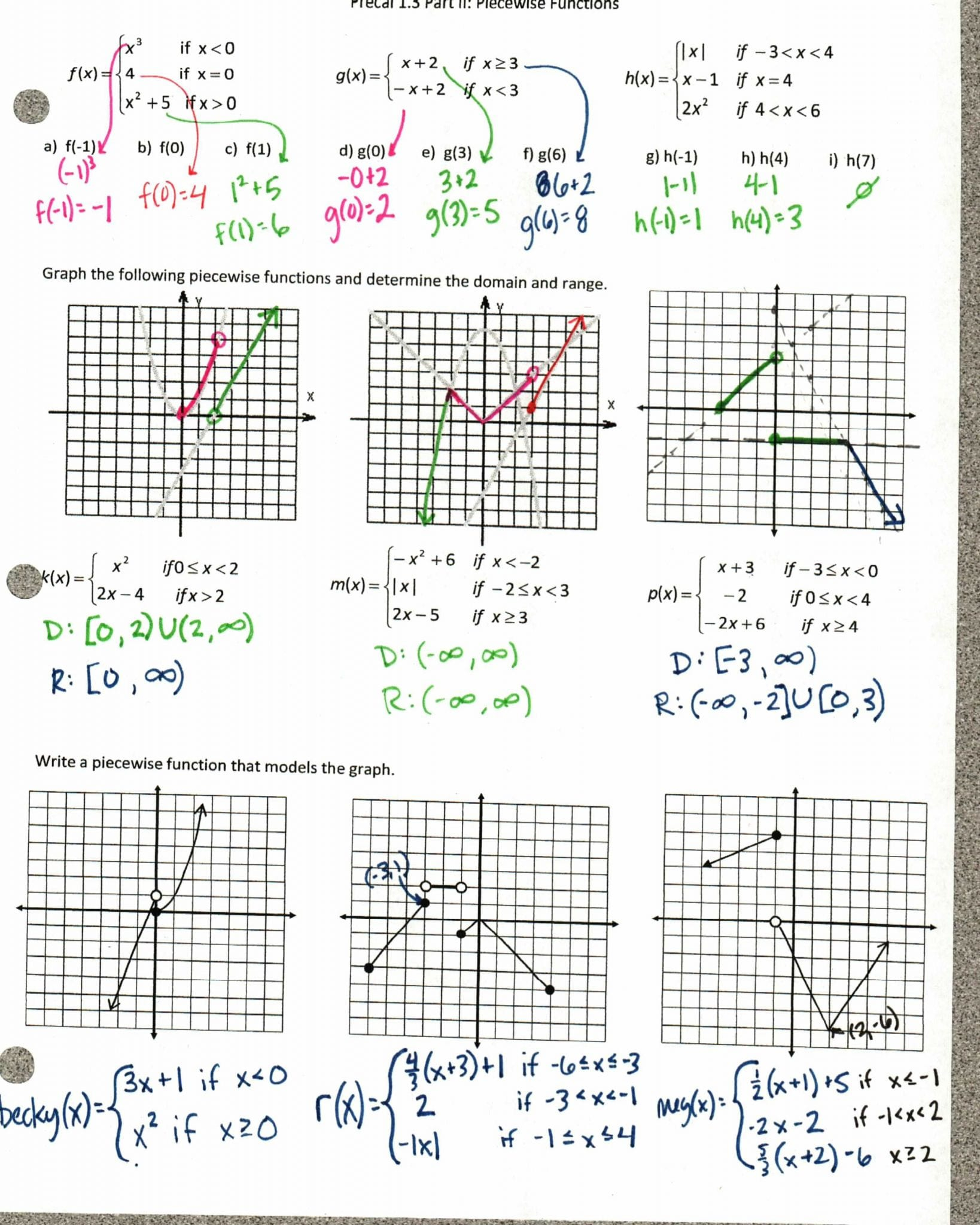 80 Printable Worksheet Domain And Range 66