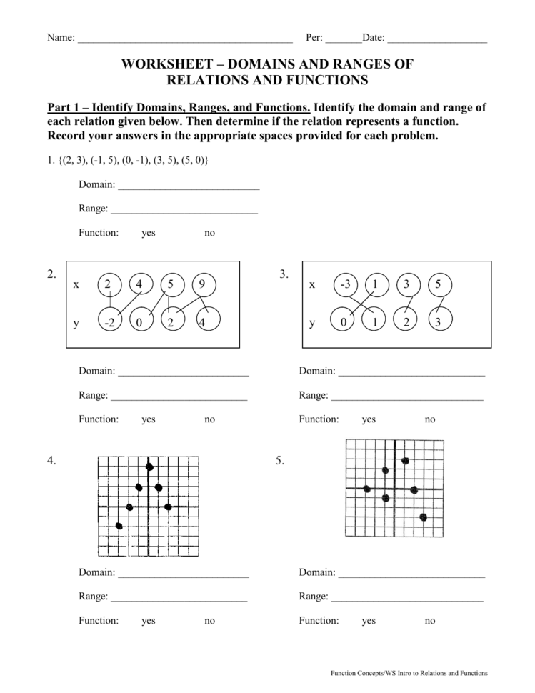 80 Printable Worksheet Domain And Range 85