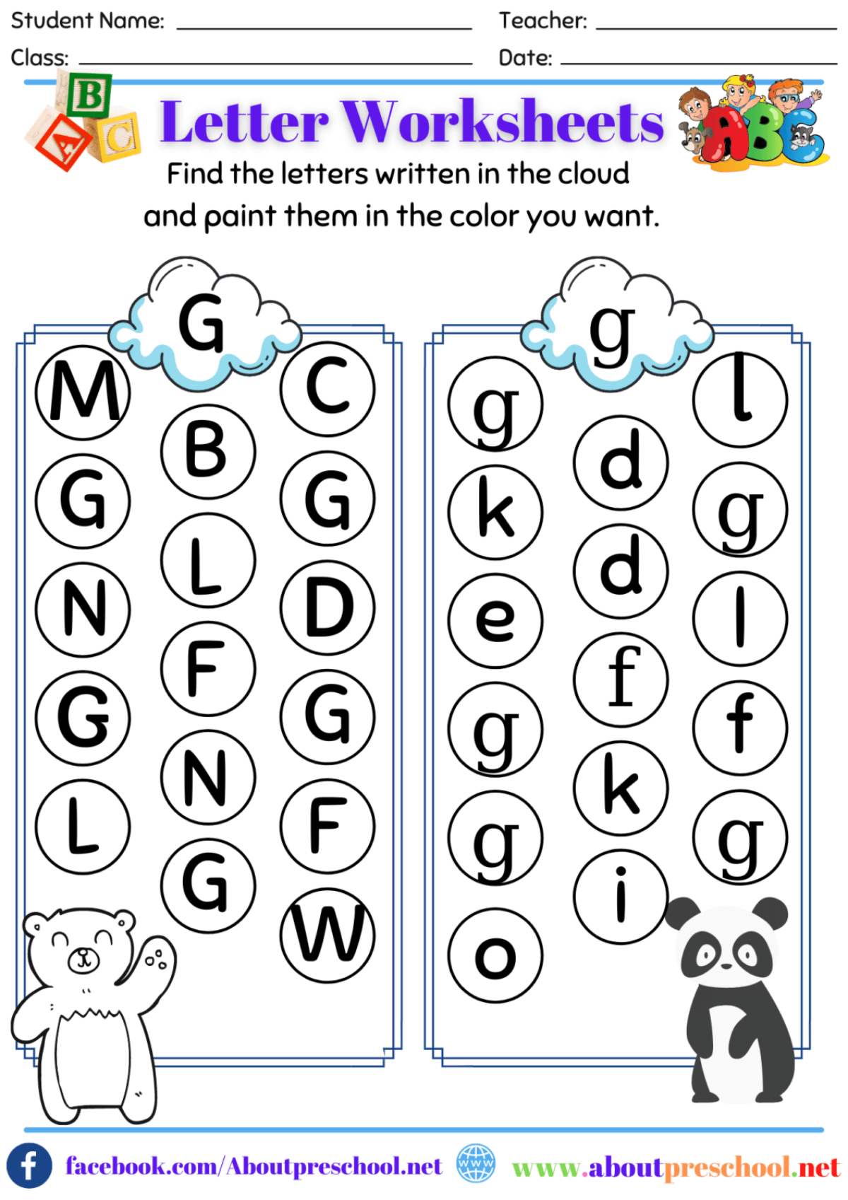 85 Preschool Worksheets Letter G 17