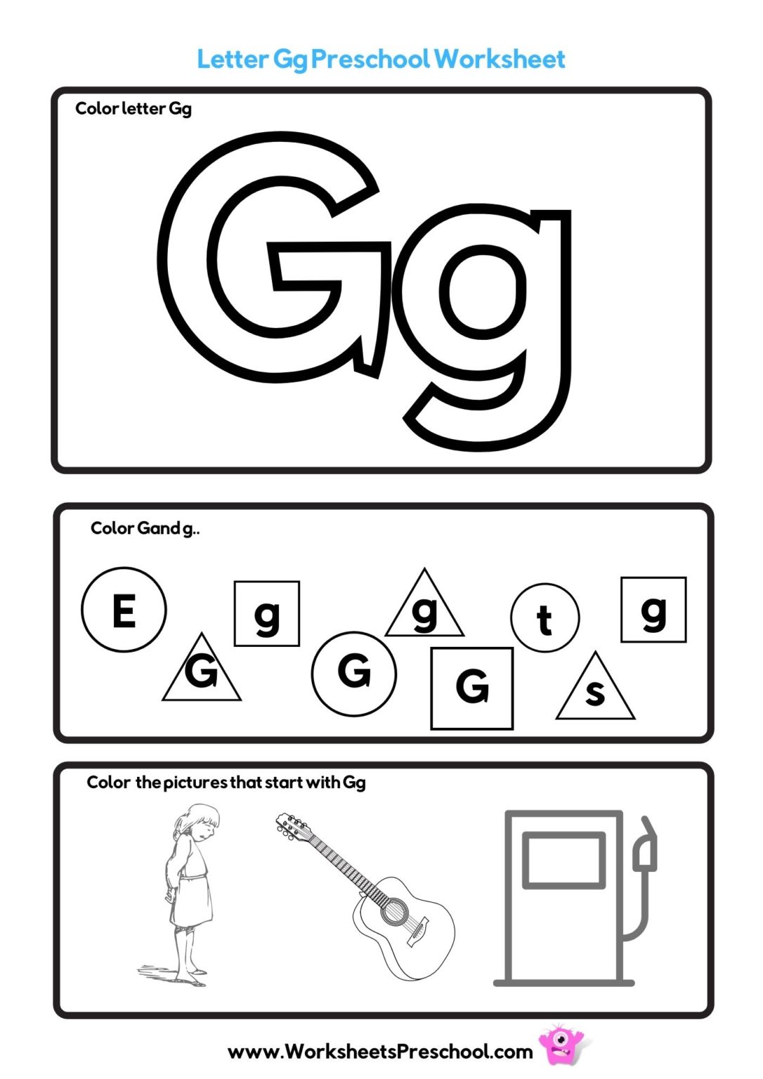 85 Preschool Worksheets Letter G 31