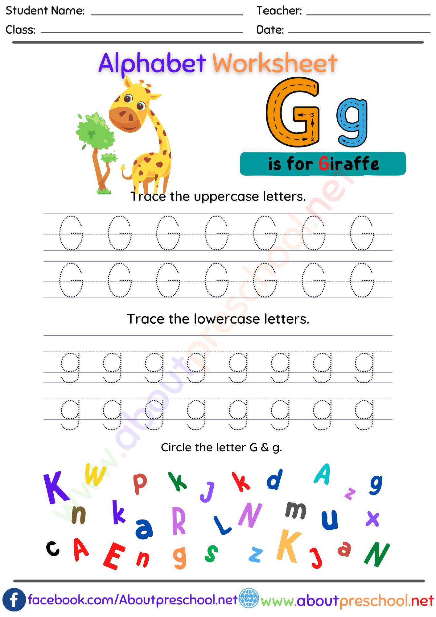 85 Preschool Worksheets Letter G 33