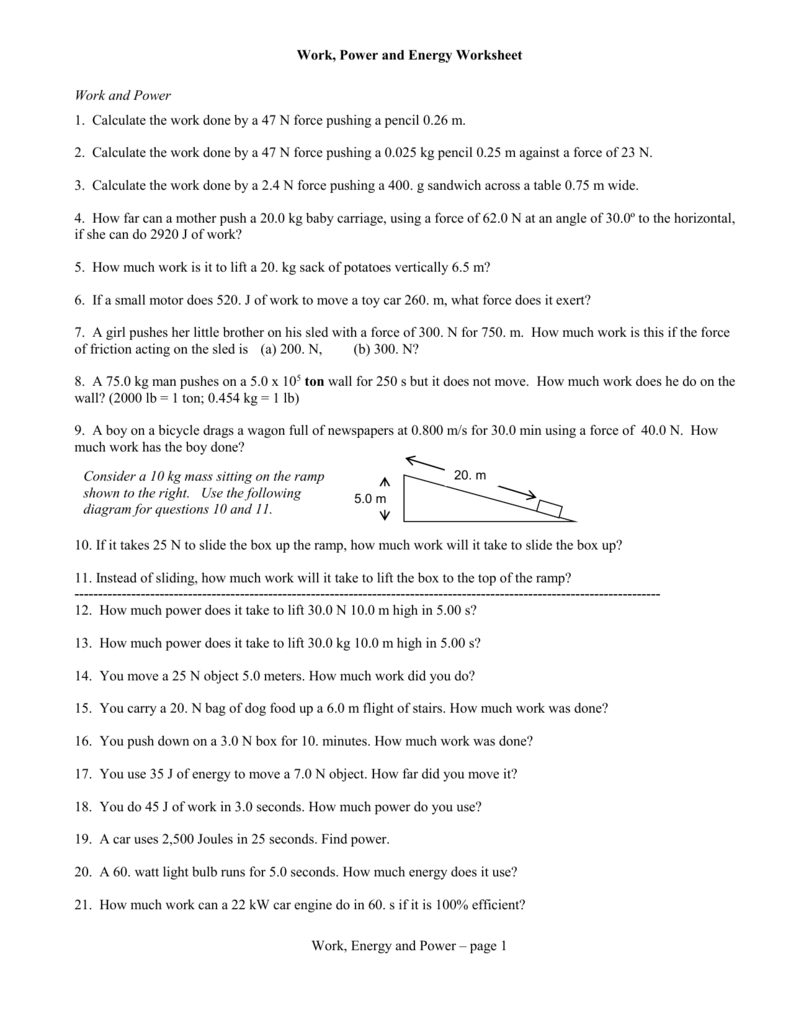 85 Work and Power Worksheet 52