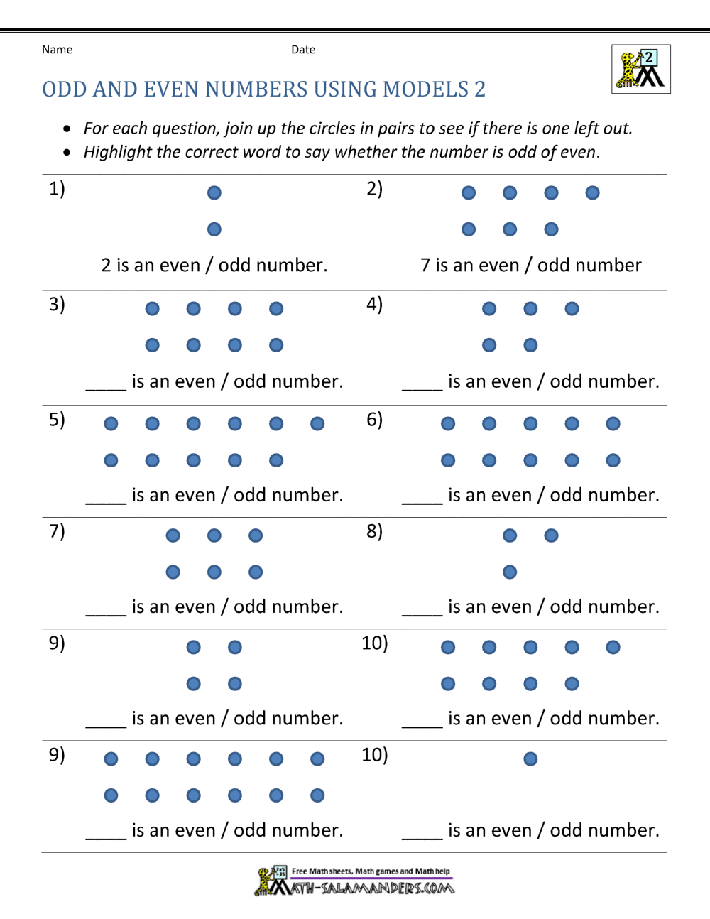 90 Odd And Even Worksheets 8